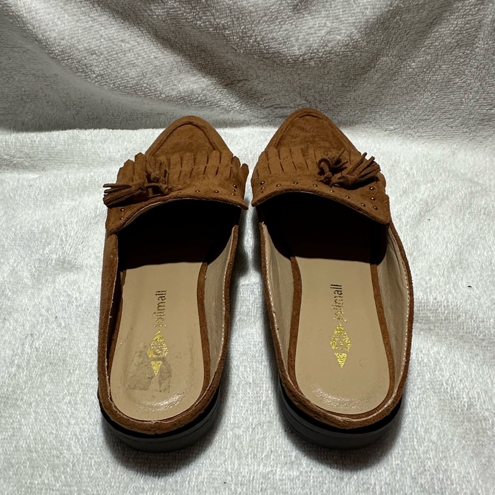 Jolimall Faux Suede Tassle Mules